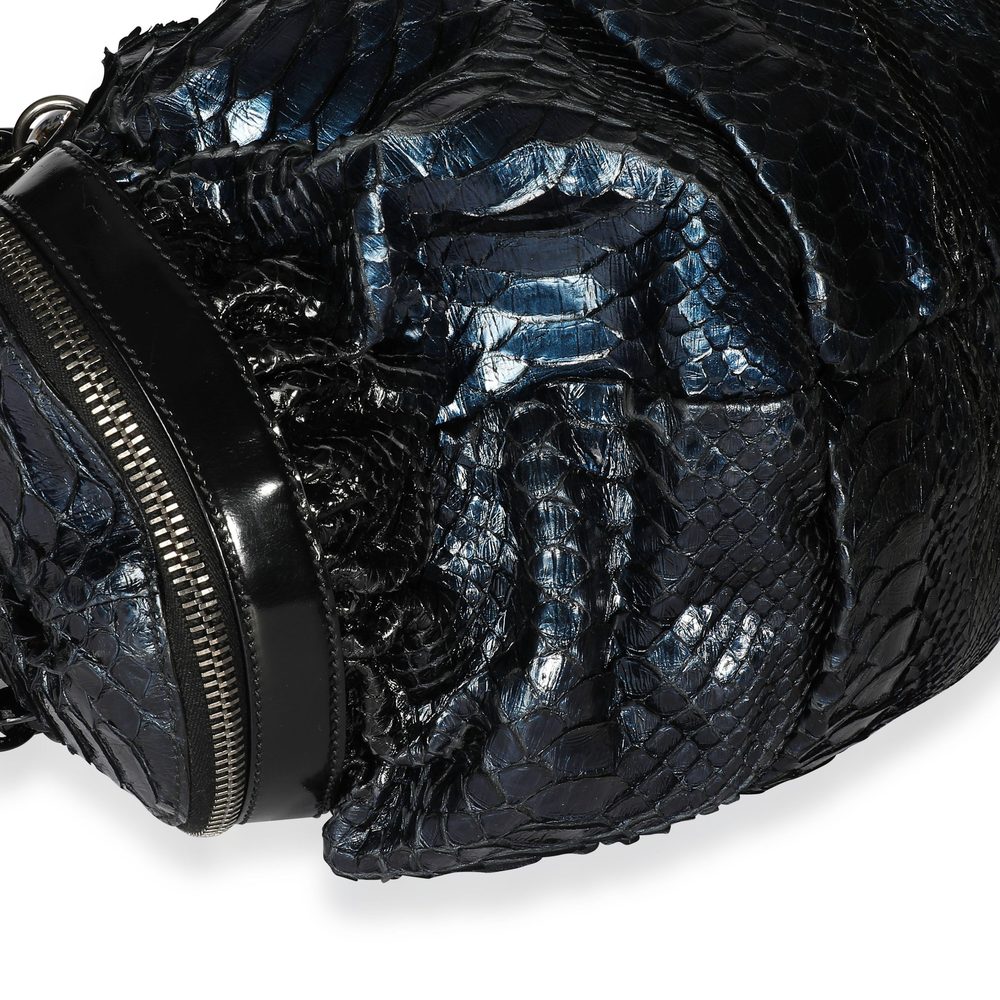 Gucci Blue Python & Black Leather Large Galaxy Bag - image 6